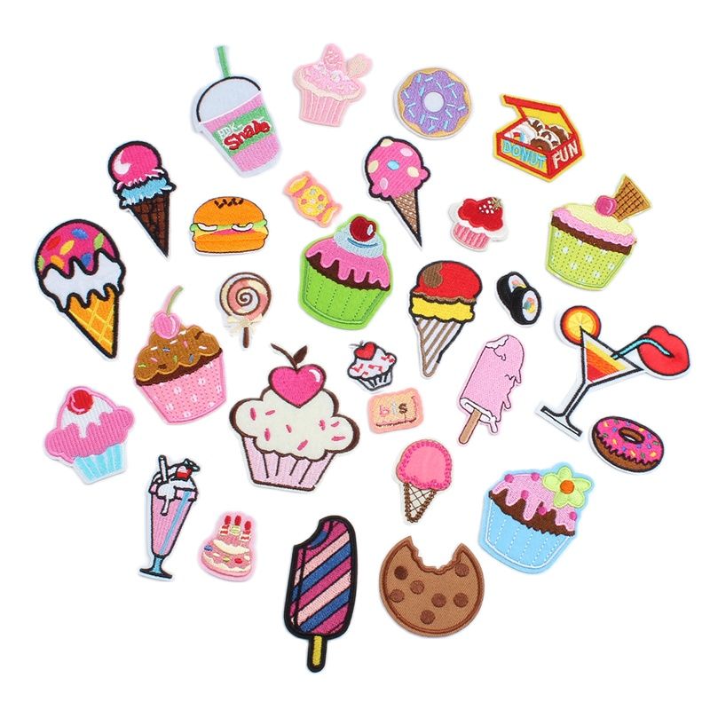 Embroidery Cream - 10pcs Cartoon Cake Pizza Ice Cream