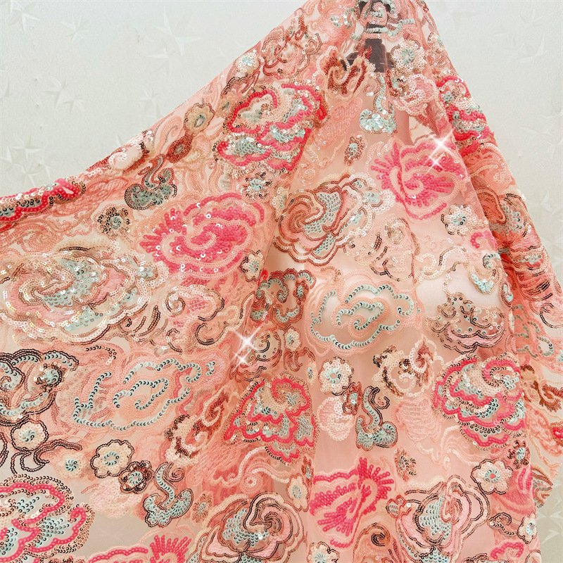 Embroidery Net Fabric - 2 Yds/lot 130cm Wide Pink Purple