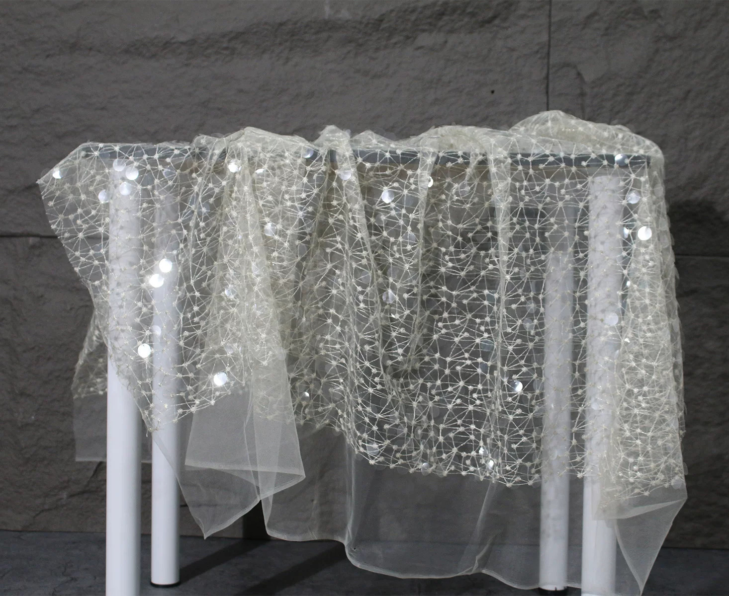Embroidery Net Fabric - 1yard Sequin embroidery thread lace fabric
