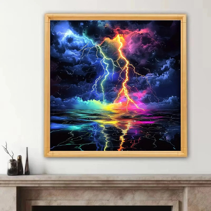 Embroidery Translate - Oil Painting By Numbers Colorful Lightning