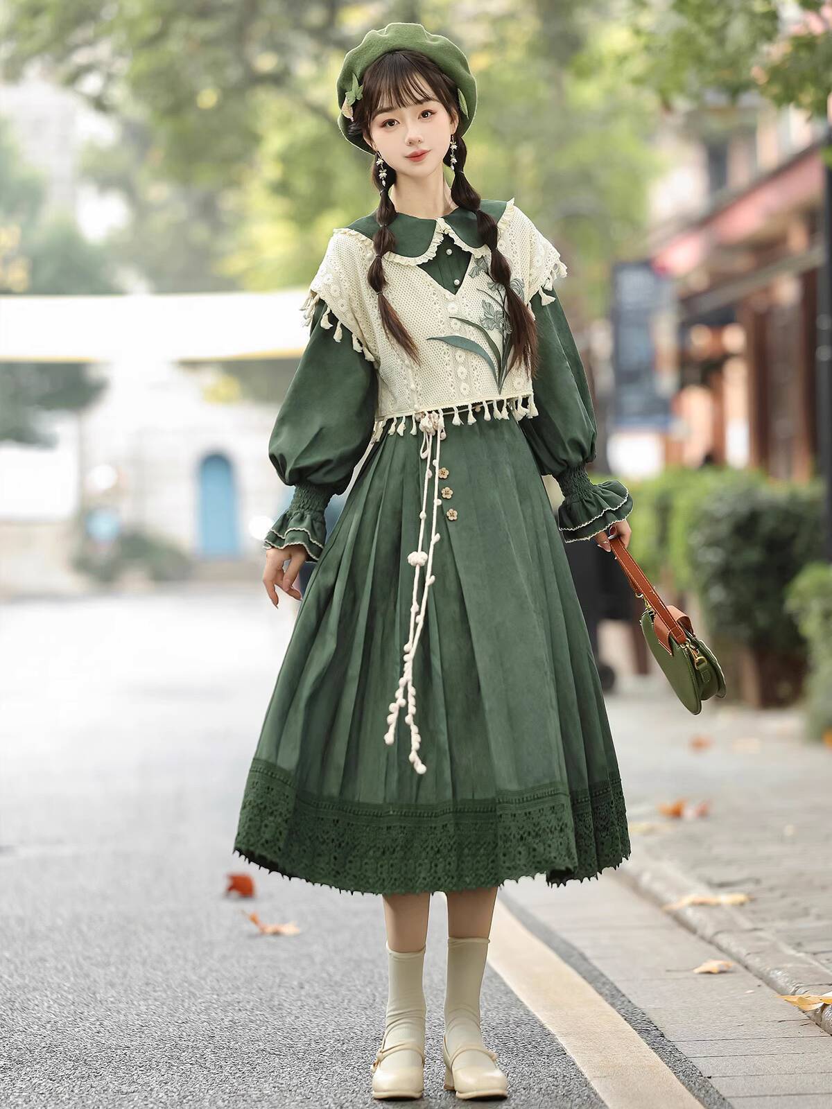 Embroidery Style - New Chinese Style Vintage Green Lolita