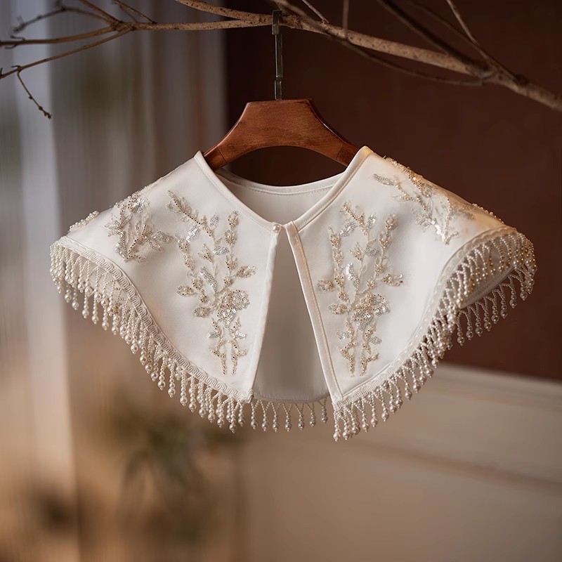 Embroidery Pashmina - Women's Embroidery Pearl Beaded Pashmina Female