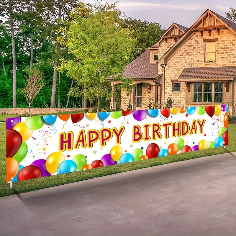 Embroidery Writing - Birthday Banner Happy Birthday Sign Balloon