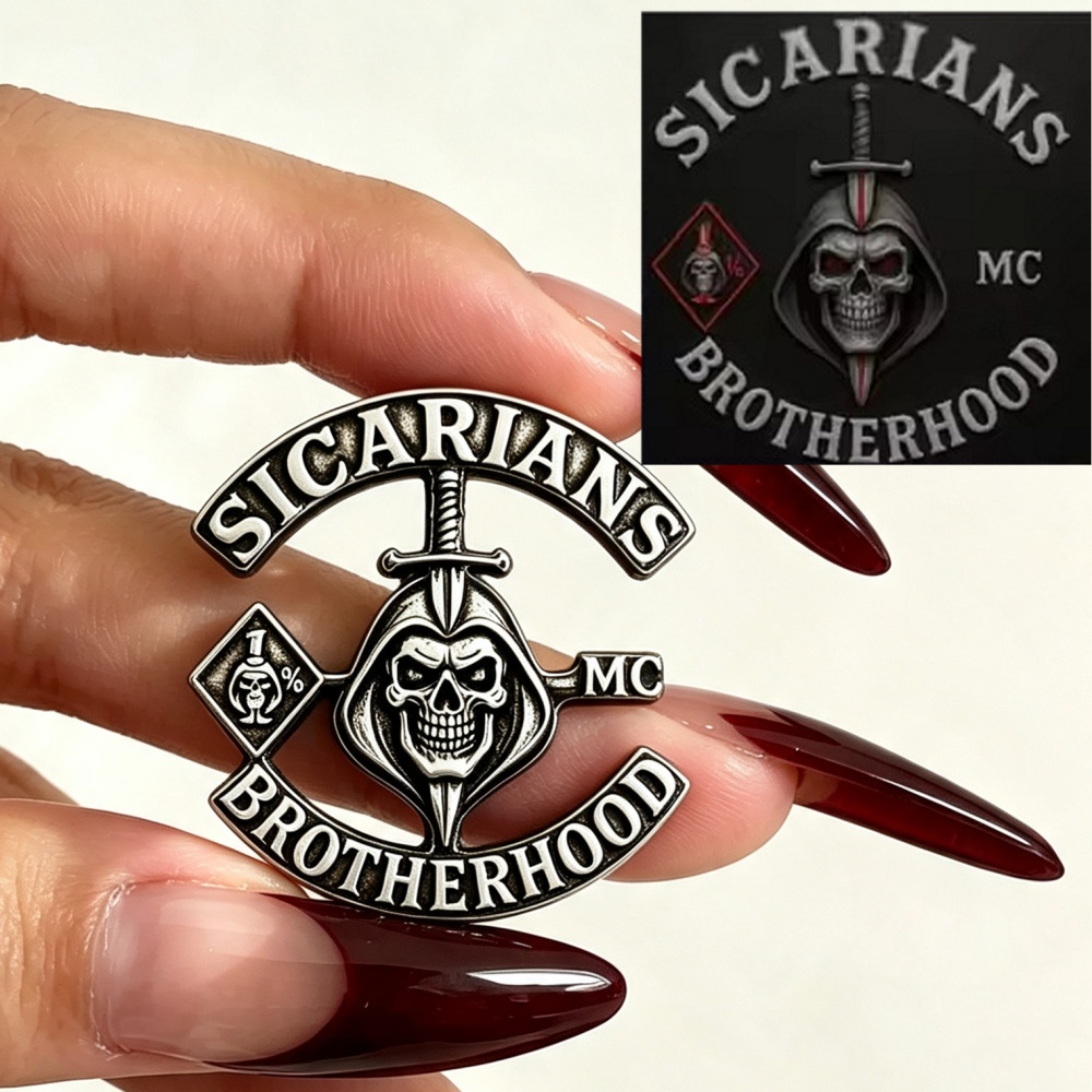 Embroidery Illustration - Engraved Custom MC Picture Logo Brooch