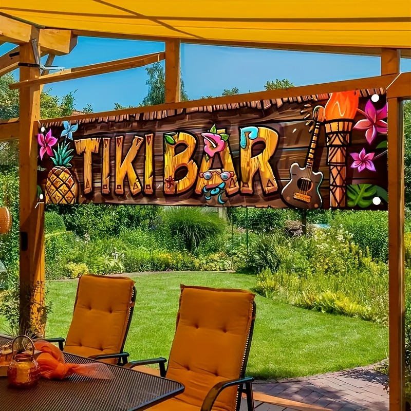 Embroidery Writing - Tiki Bar Banner Tropical Hawaiian Beach