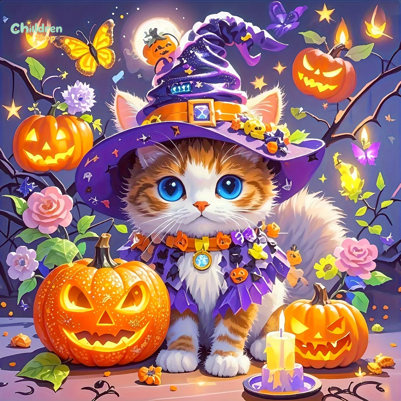 Embroidery Uae - Halloween Wizard Cat Diamond Painting Kits