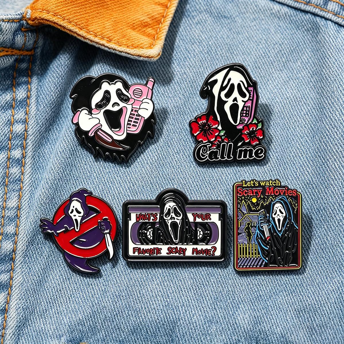 5Pcs/Set Horror Skull Enamel B - Embroidery Illustration review and price