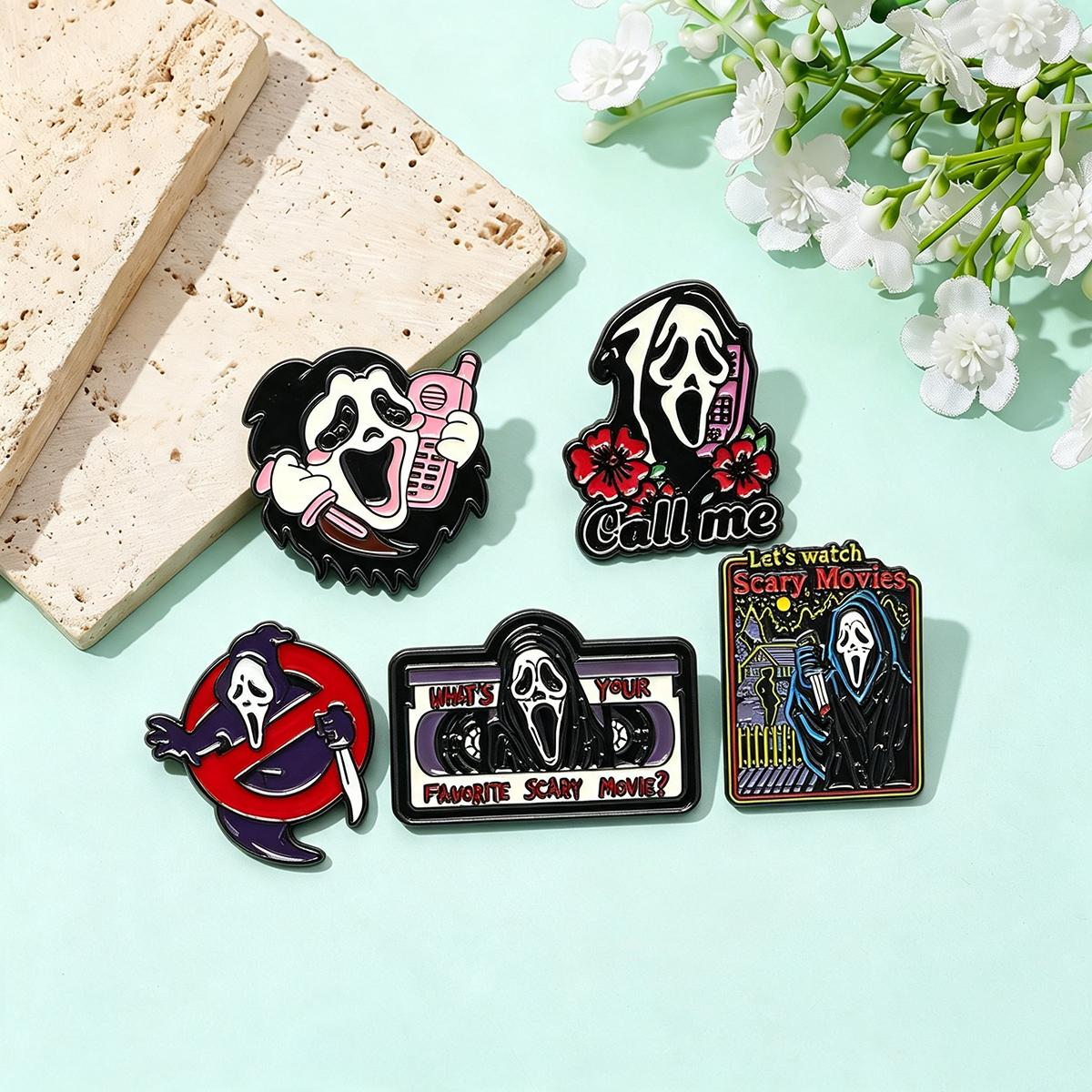 5Pcs/Set Horror Skull Enamel B - Embroidery Illustration review and price