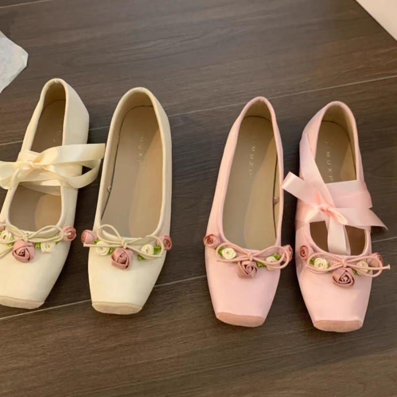 Women Flats Bow Marie Janes Sh - Embroidery Designer review and price