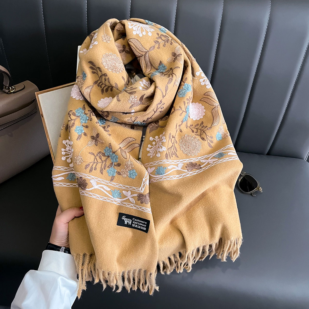 New Winter Warm Cashmere Scarf - Embroidery Pashmina review and price