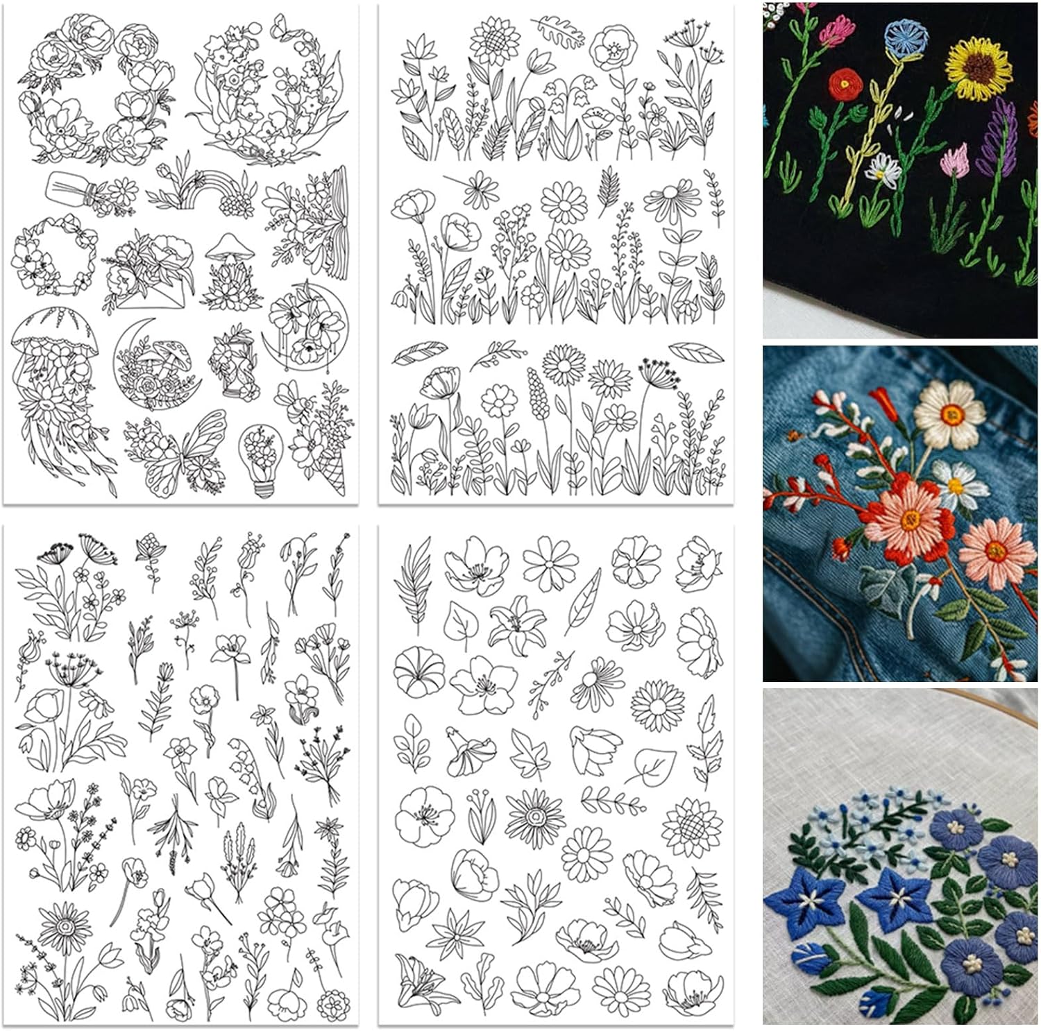 ORIGACH 4 Sheets Water Soluble - Embroidery Design Patterns Flowers review and price