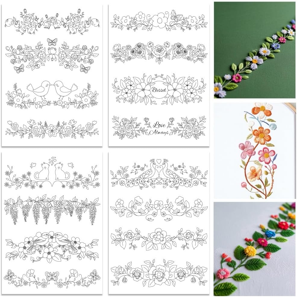 ORIGACH 4 Sheets Water Soluble - Embroidery Design Patterns Flowers review and price