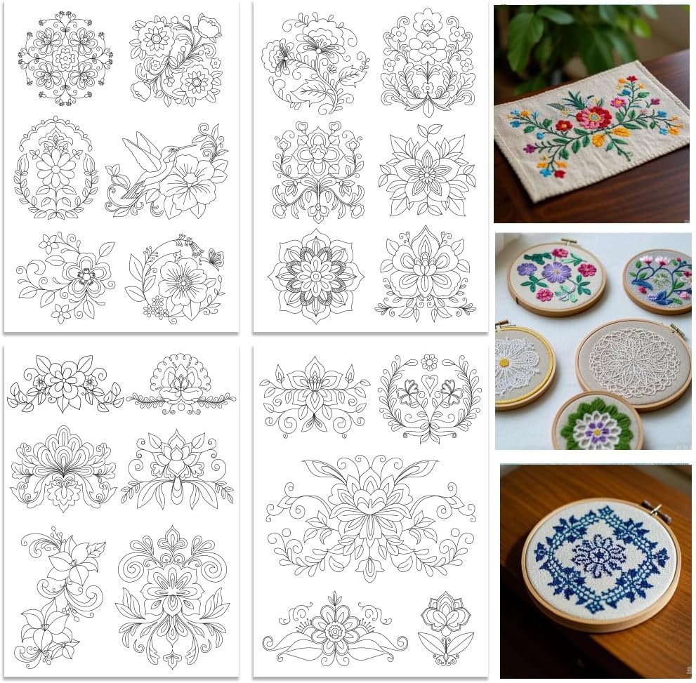 ORIGACH 4 Sheets Water Soluble - Embroidery Design Patterns Flowers review and price