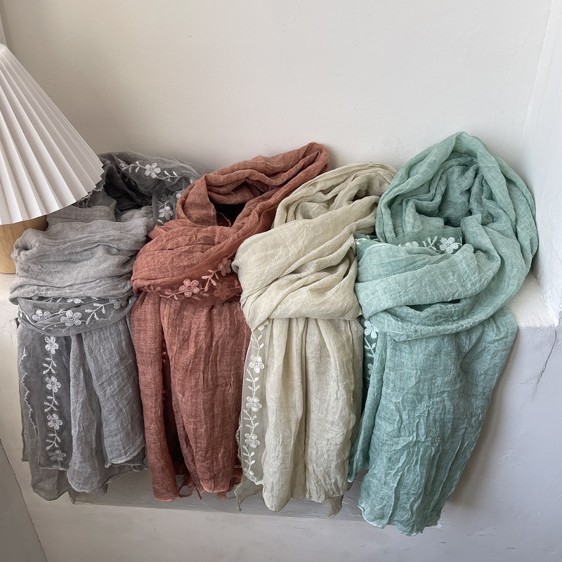 Cotton Linen Lace Splicing Sca - Embroidery Pashmina review and price
