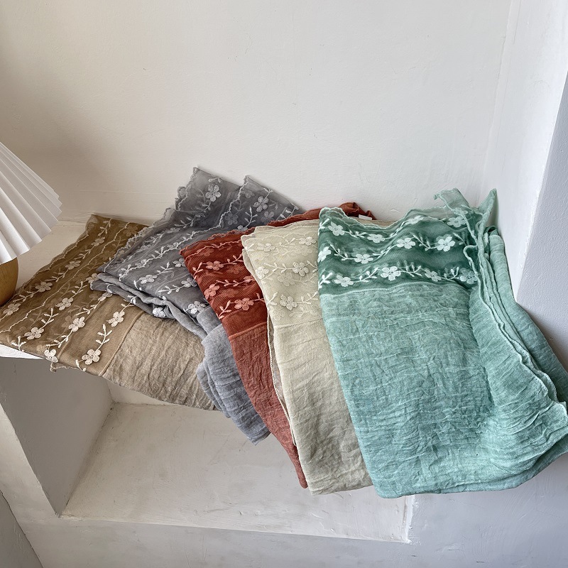 Cotton Linen Lace Splicing Sca - Embroidery Pashmina review and price