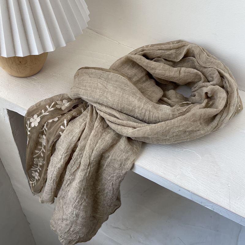 Cotton Linen Lace Splicing Sca - Embroidery Pashmina review and price
