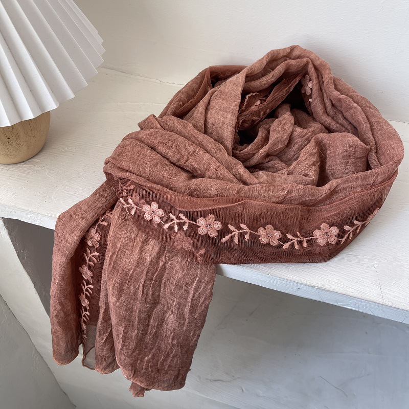 Cotton Linen Lace Splicing Sca - Embroidery Pashmina review and price