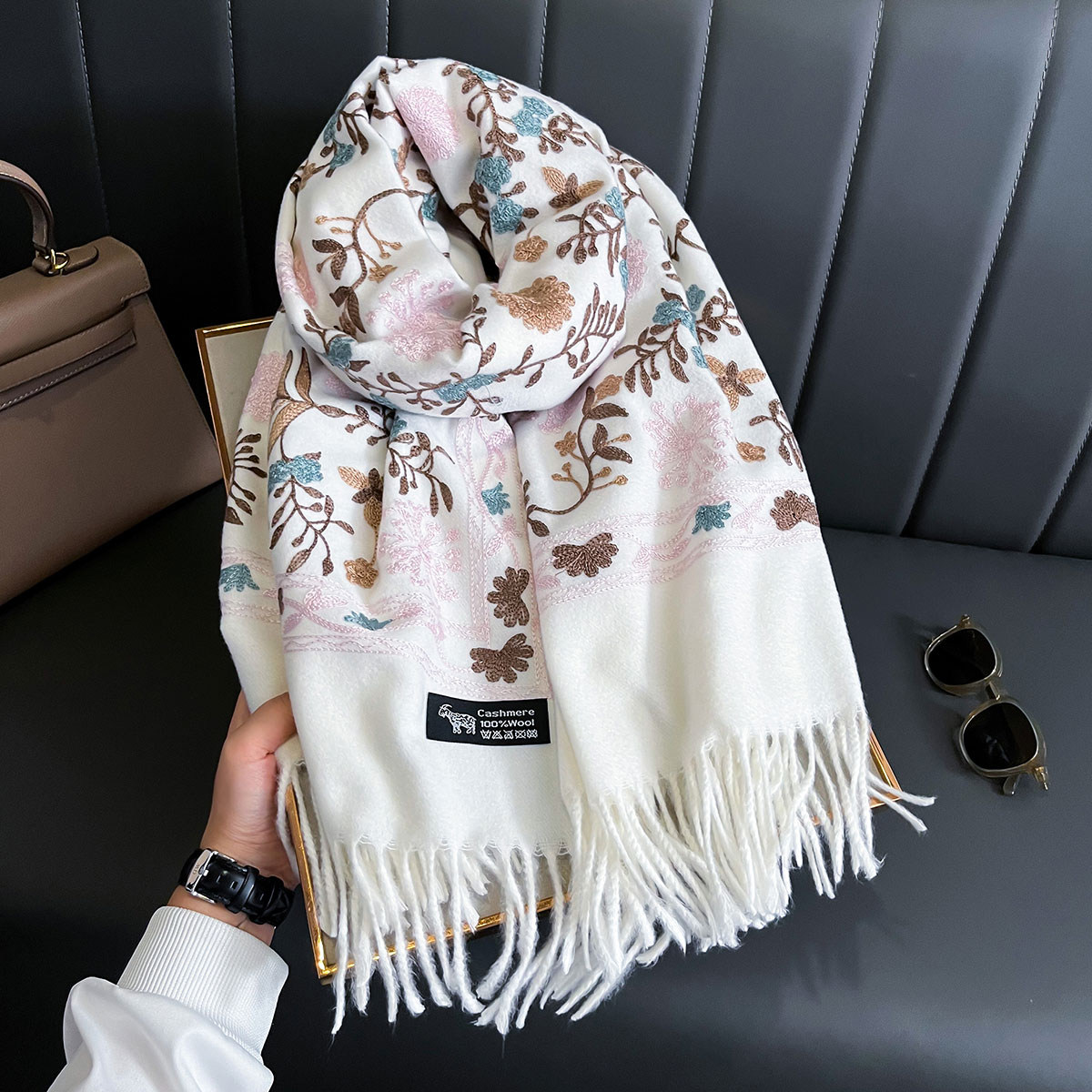 New Winter Warm Cashmere Scarf - Embroidery Pashmina review and price