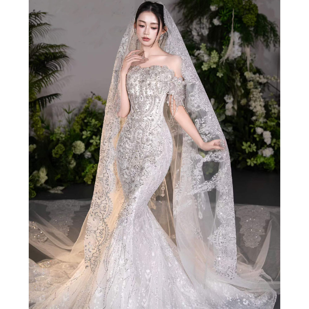 Luxury Strapless Off The Shoul - Embroidery Organza review and price