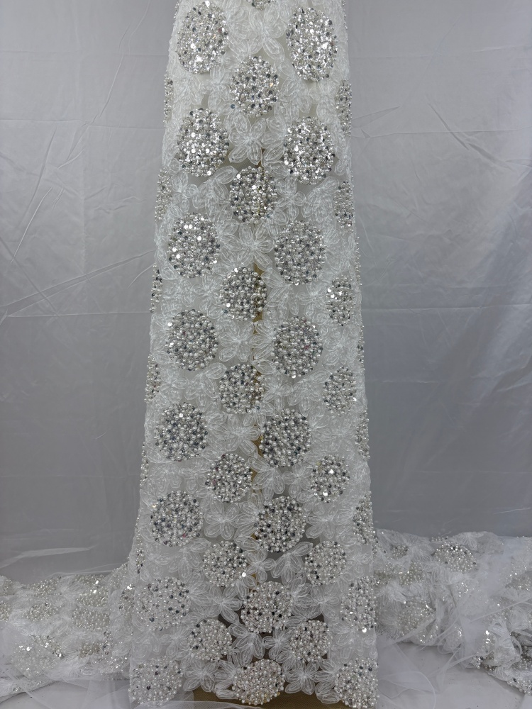 Luxury Sequins Lace Fabric Hig - Embroidery Net Fabric review and price