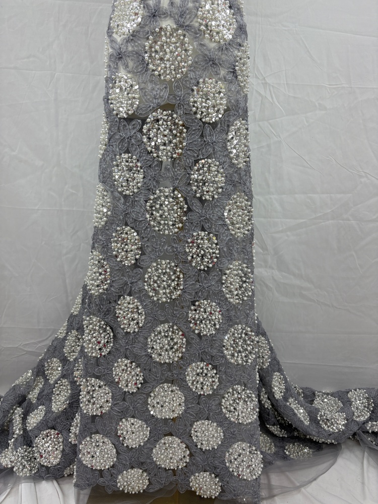 Luxury Sequins Lace Fabric Hig - Embroidery Net Fabric review and price