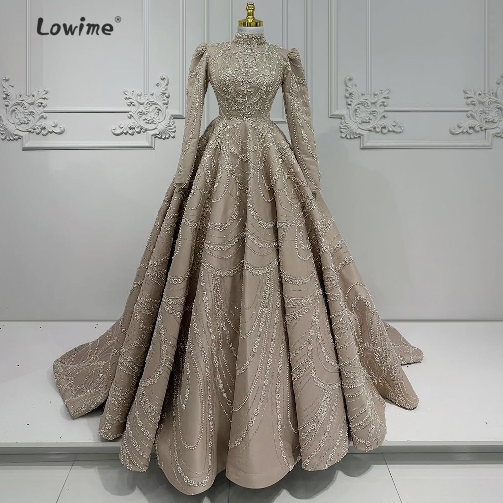 Retro Light Brown Muslim Eveni - Embroidery Organza review and price