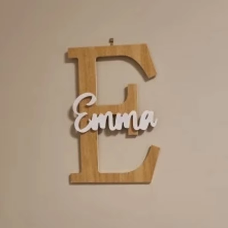 Custom Initials Sign Wooden Wa - Embroidery Writing review and price