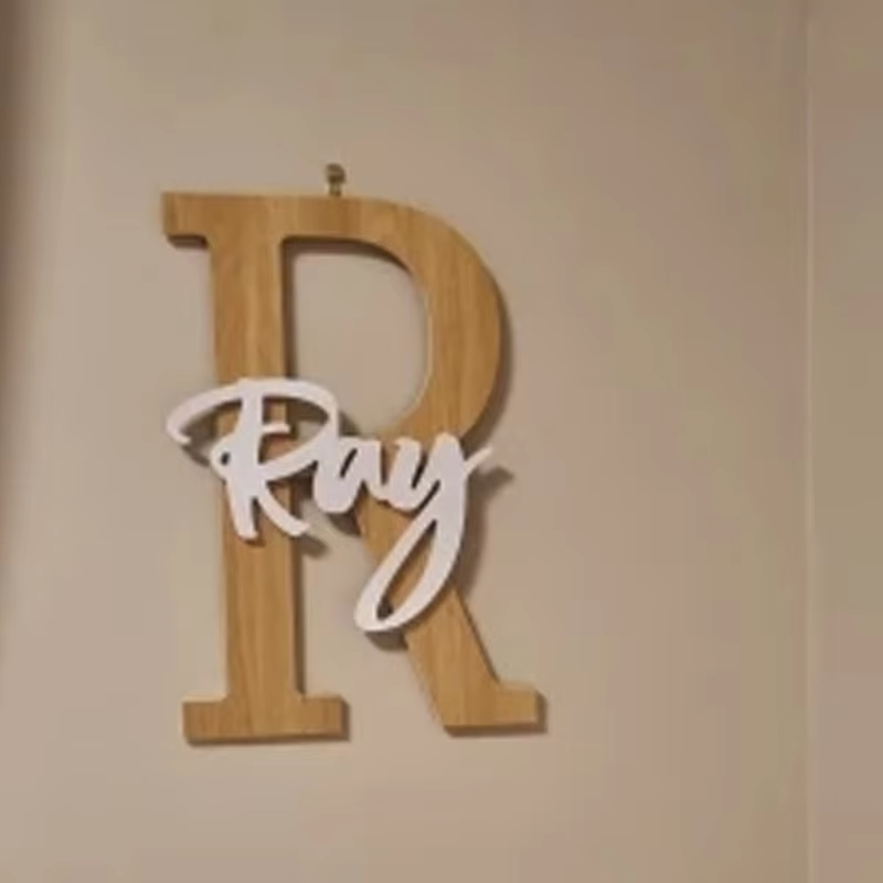 Custom Initials Sign Wooden Wa - Embroidery Writing review and price