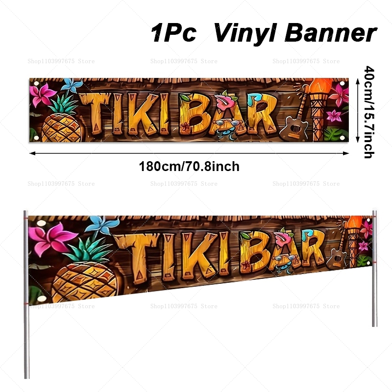 Tiki Bar Banner Tropical Hawai - Embroidery Writing review and price