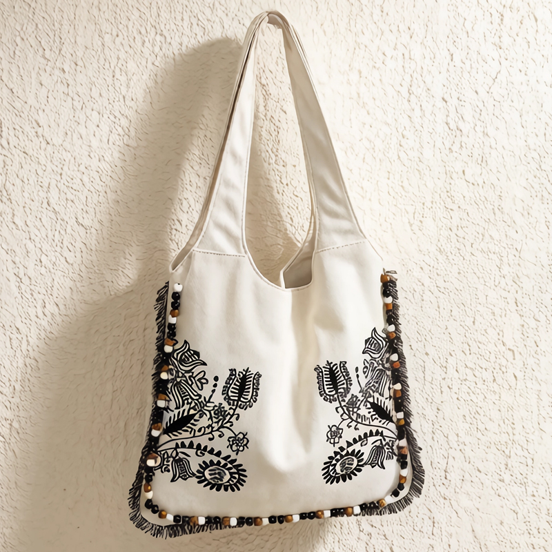Bohemian Canvas Tote Bags For  - Embroidery Design Patterns Flowers review and price