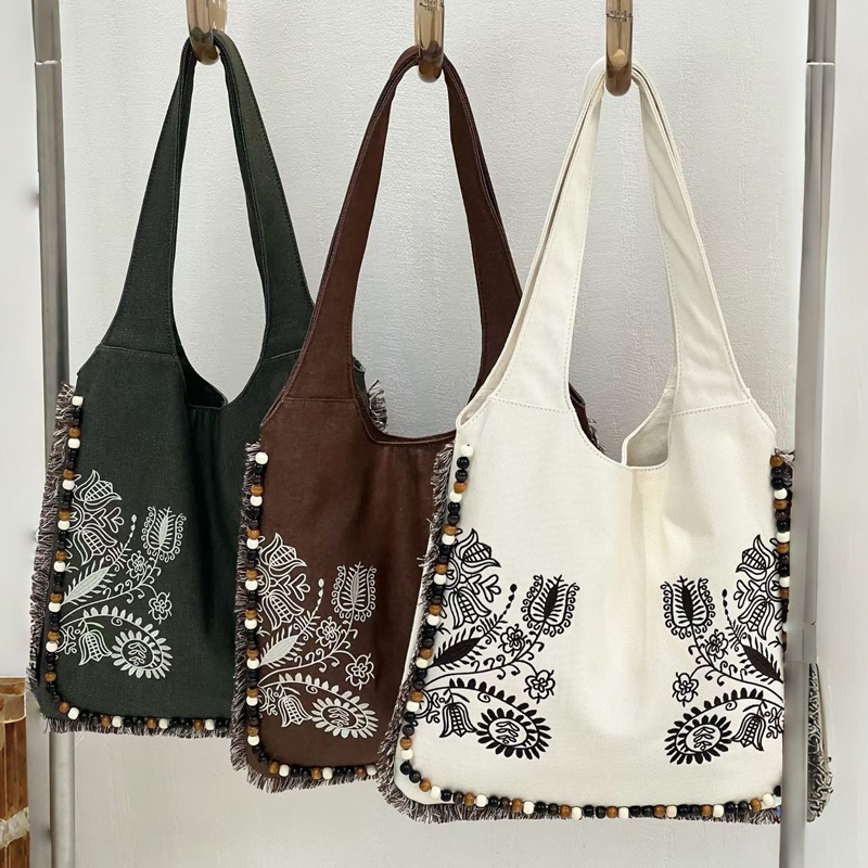 Bohemian Canvas Tote Bags For  - Embroidery Design Patterns Flowers review and price