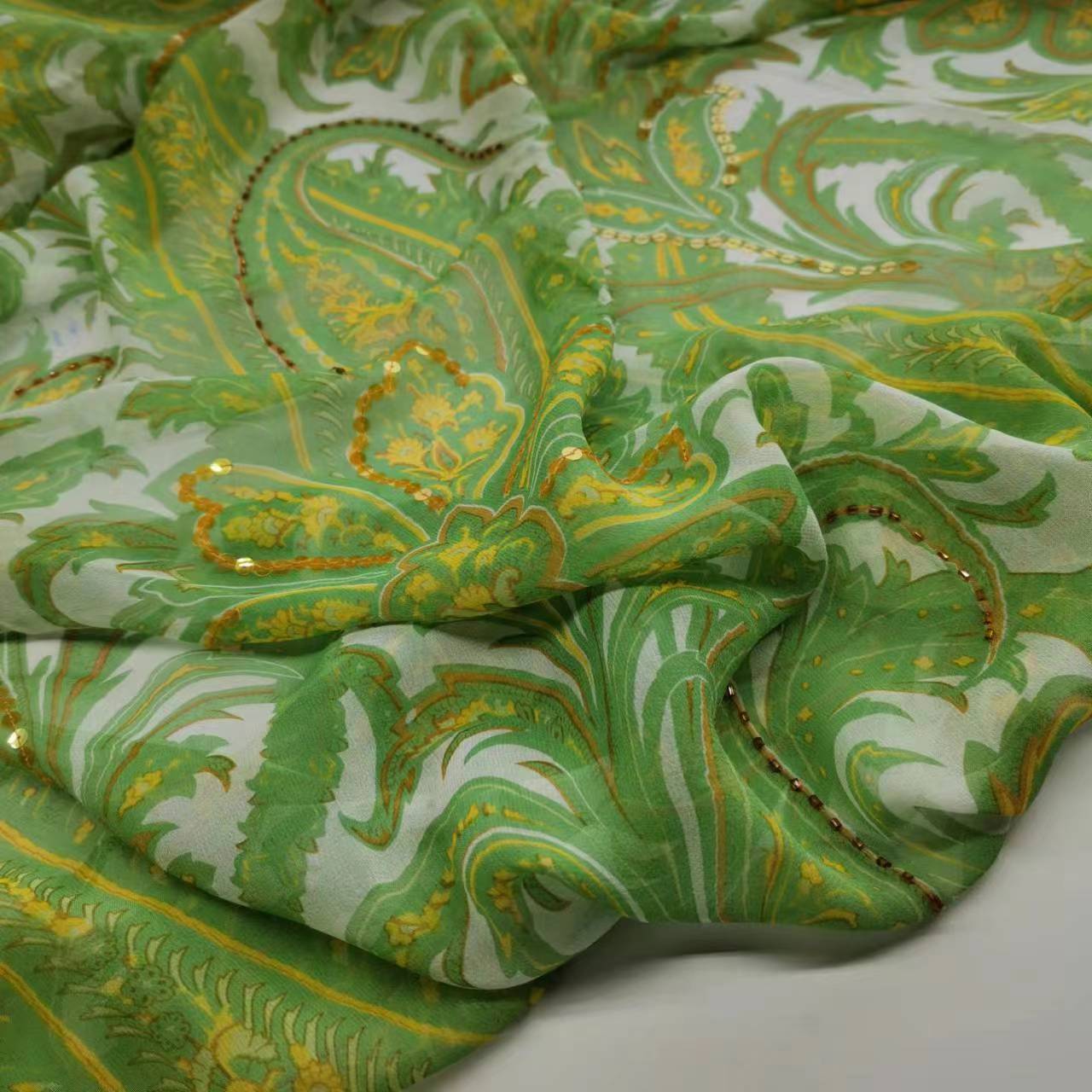 Sequin Silk Georgette Fabric P - Embroidery Pashmina review and price
