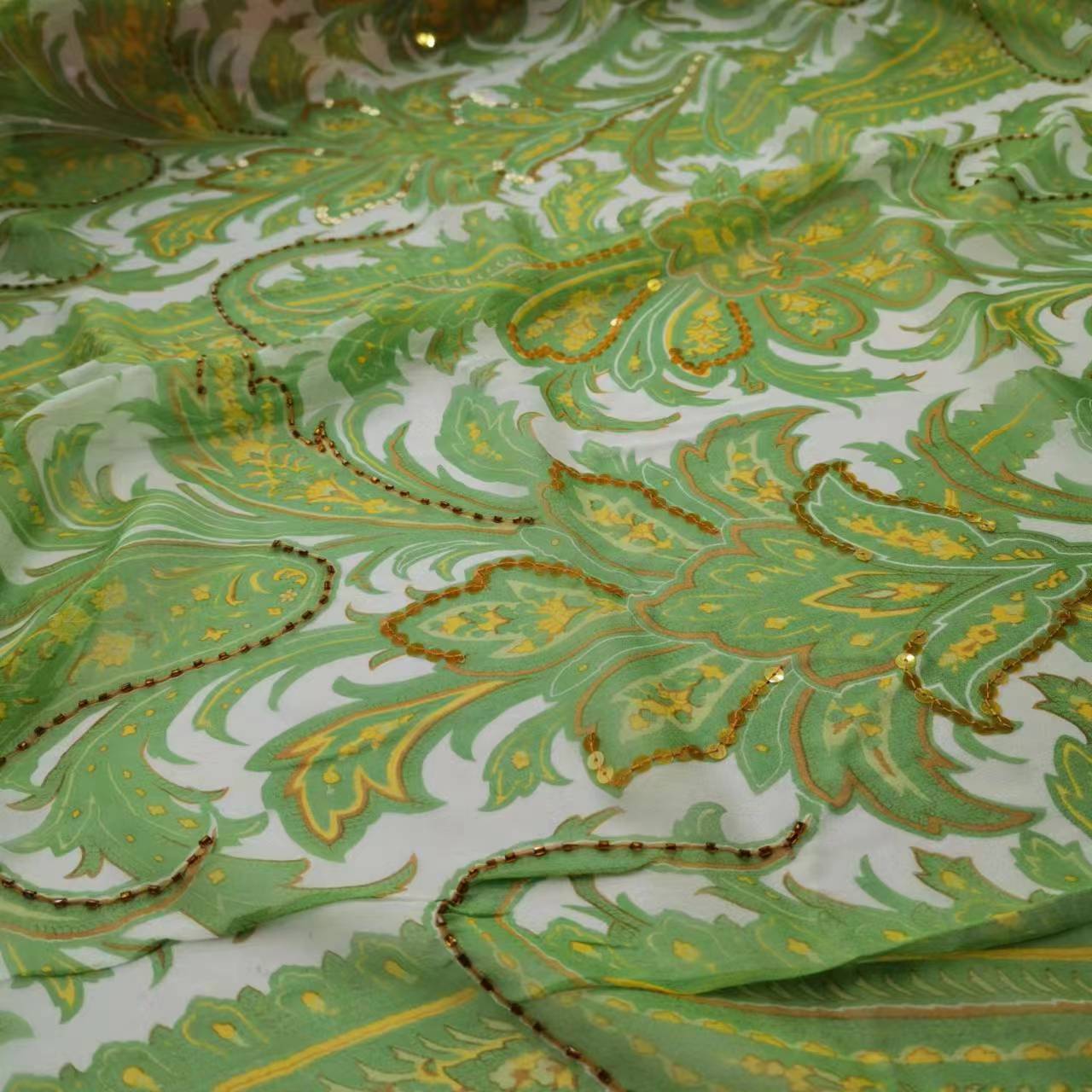 Sequin Silk Georgette Fabric P - Embroidery Pashmina review and price