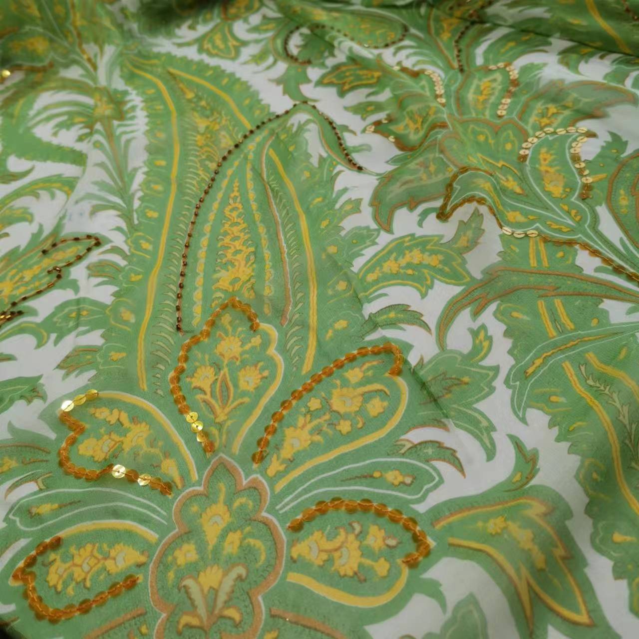 Sequin Silk Georgette Fabric P - Embroidery Pashmina review and price