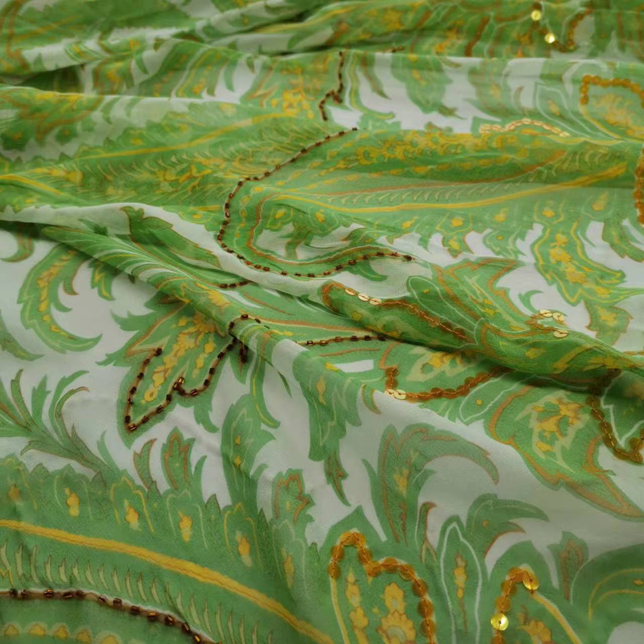 Sequin Silk Georgette Fabric P - Embroidery Pashmina review and price