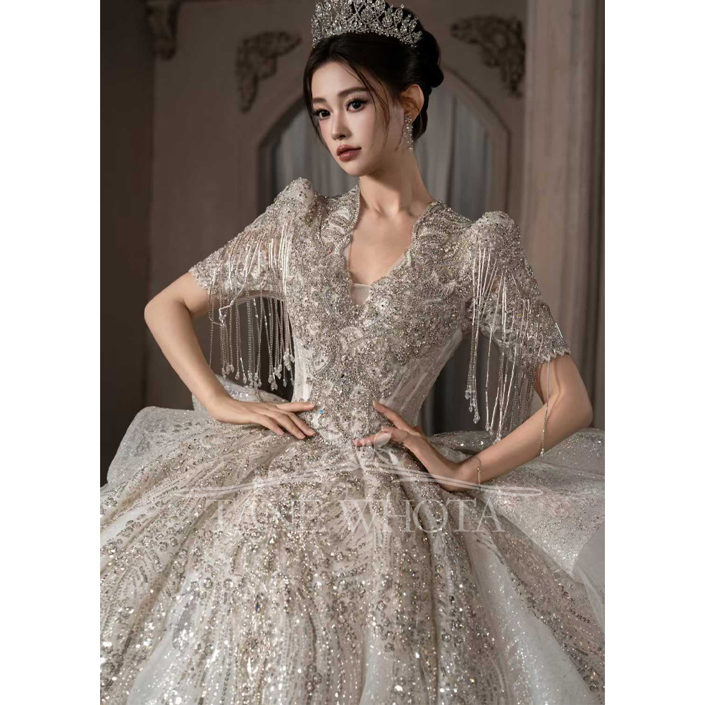 Luxury Scalloped Short Sleeve  - Embroidery Organza review and price