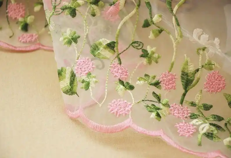 Beautiful Pink Flower Embroide - Embroidery Organza review and price