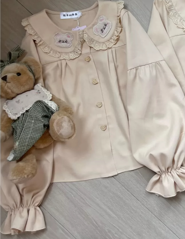 Lolita Blouse Cute Bear Embroi - Embroidery Cream review and price