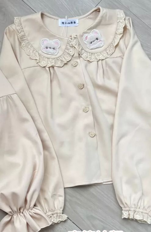Lolita Blouse Cute Bear Embroi - Embroidery Cream review and price