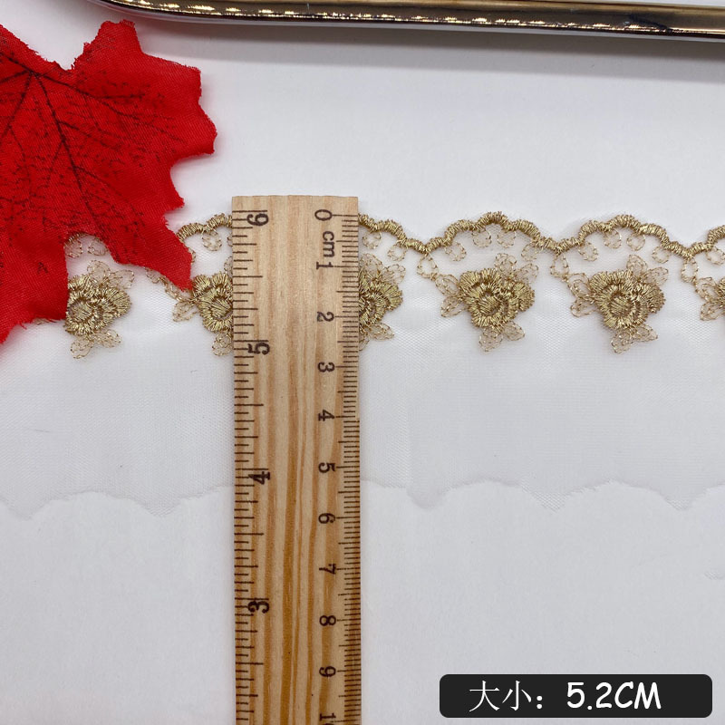 Gold thread embroidery rose fl - Embroidery Net Fabric review and price