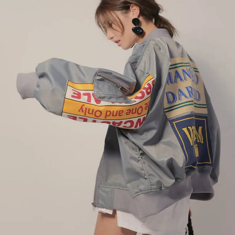Harajuku Letters Jacket Women  - Embroidery Design Patterns Flowers review and price